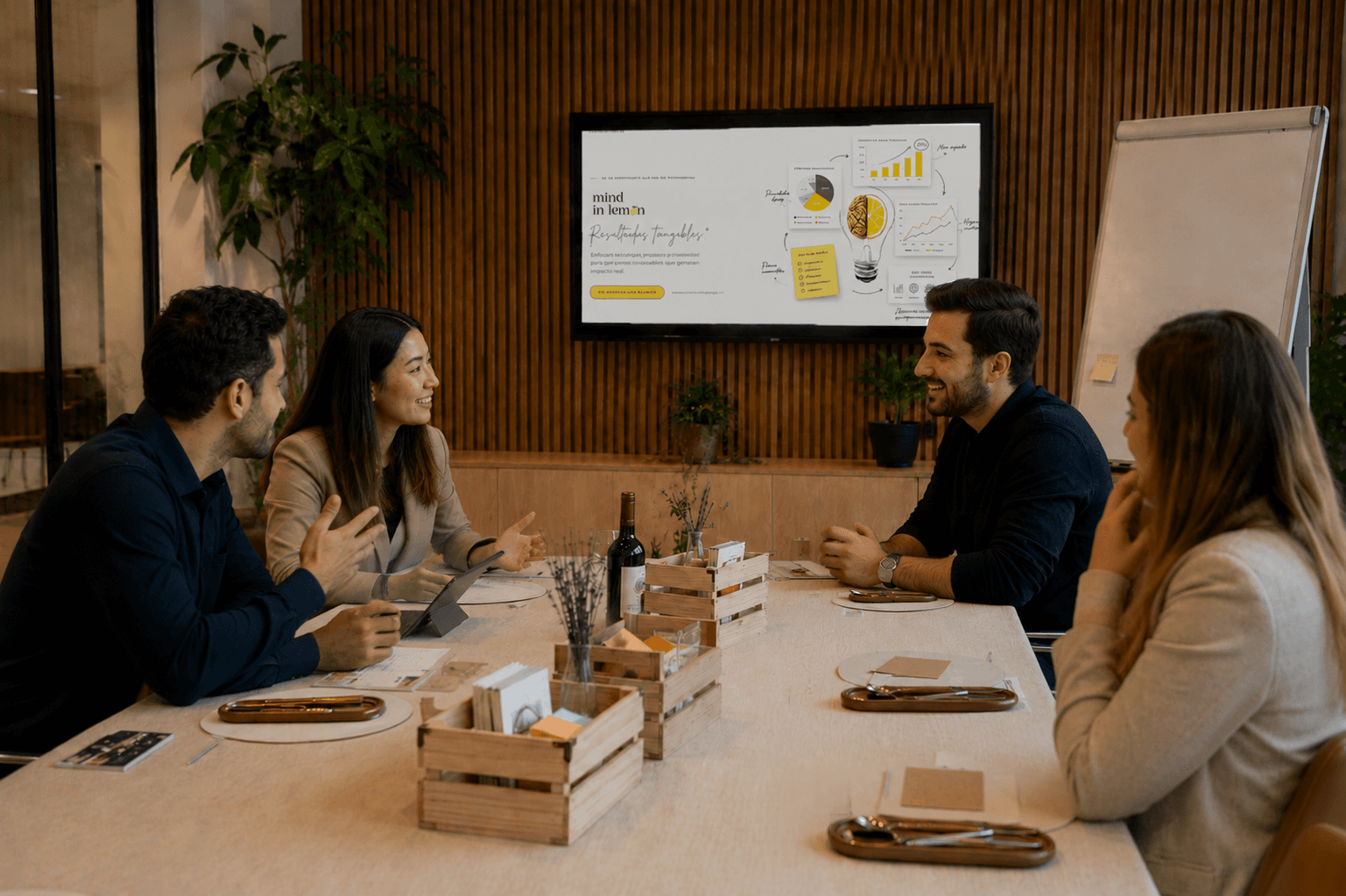Equipo en una sesión de Pensamiento Tangible® de Mind in Lemon